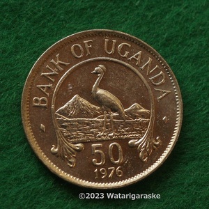 ★1976年ウガンダ旧50セント硬貨x1枚★未使用★