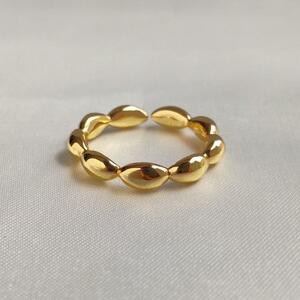 #90 Oval Ball Open Ring Gold S925 Корея Анонимная доставка Аллергический мужской бесплатный размер Симпатичный модный