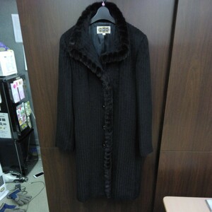  coat black long coat fur mink alpaca beautiful goods REGENCE