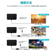 室内アンテナ 地デジ 4K HD テレビ アンテナ チューナー ケーブル TV 受信 ブースター 地上波 デジタル 部屋 事務所 工事 現場 車中 台風_画像4