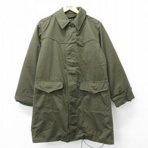 L/古着 長袖 ミリタリー コート メンズ 80s ユーゴスラビア軍 ロング丈 緑系 グリーン 内側キルティング spe 23oct31 中古 アウター