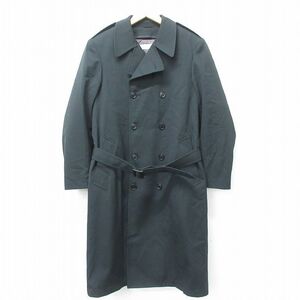 M/古着 長袖 ウール トレンチ コート メンズ 90s ロング丈 濃緑 グリーン 内側キルティング 23nov03 中古 アウター