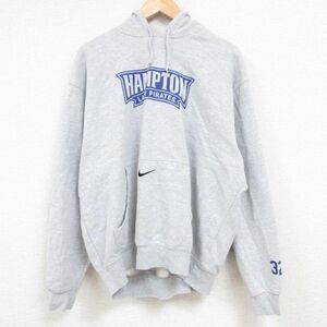 XL/古着 ナイキ NIKE 長袖 スウェット パーカー メンズ 00s HAMPTON 大きいサイズ 薄グレー 霜降り 23nov04 中古 スエット トレーナー トッ