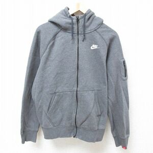 XL/古着 ナイキ NIKE 長袖 フルジップ スウェット パーカー メンズ ワンポイントロゴ ラグラン 濃グレー 霜降り 23nov07 中古 スエット ト