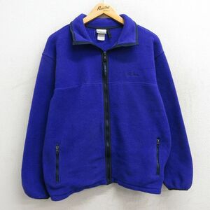 M/古着 エルエルビーン LLBEAN 長袖 フリース ジャケット メンズ 90s ワンポイントロゴ 紫 パープル 23nov09 中古 アウター