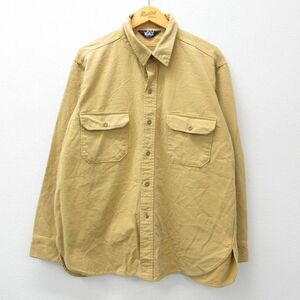 XL/古着 ウールリッチ 長袖 ヘビー フランネル シャツ メンズ 90s 大きいサイズ 濃ベージュ カーキ 23nov09 中古 トップス