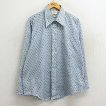 XL/古着 アロー 長袖 シャツ メンズ 70s 薄紺他 ネイビー ドット 23nov10 中古 トップス_画像1