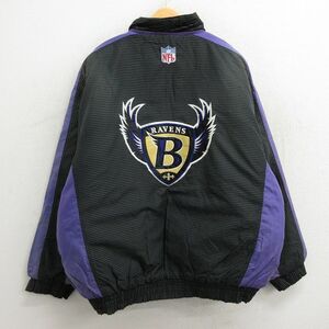 XL/古着 長袖 ジャケット メンズ 00s NFL ボルチモアレイブンズ 大きいサイズ 黒他 ブラック 内側キルティング アメフト スーパーボウル 23