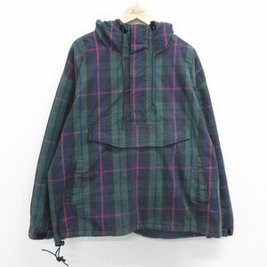 XL/古着 ギャップ GAP 長袖 ハーフジップ ジャケット パーカー メンズ 00s 大きいサイズ コットン 緑他 グリーン チェック 内側キルティン