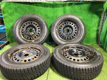 ◆ バリ溝 22年 日産 ティーダ 鉄 スチールホイール スタッドレスタイヤ 15インチ 4本 5.5J PCD100 4穴 +40 185/65R15 PRACTIVA 中古 K82_画像1