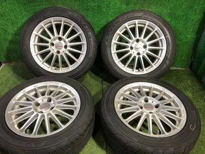 ◆ 溝あり 22年 HOKUTO Racing アルミホイール タイヤ 15インチ 4本 6.5J PCD100 4穴 +40 195/55R15 85V ADVAN 中古 K137