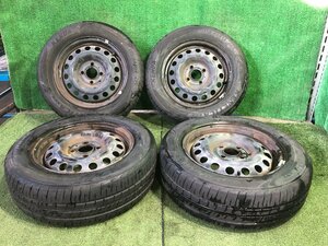 ◆ 溝あり 20年 鉄 スチールホイール タイヤ 14インチ 4本 5.0J +42 PCD100 4穴 175/65R14 82T KENAD KENETICA ECO 中古 K142