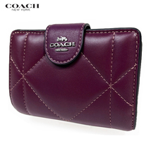 COACH コーチ レディース 財布 二つ折り財布 ミディアム パフィー ダイアモンド キルティング CM997 ベリー アウトレット 新作 新品_画像1