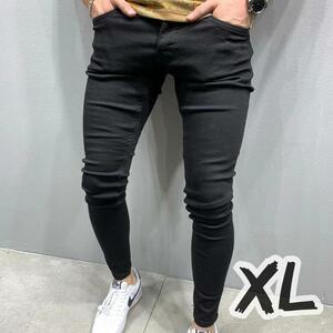 スキニーデニム XL メンズ パンツ ストレッチ スリム ブラック 黒 韓国
