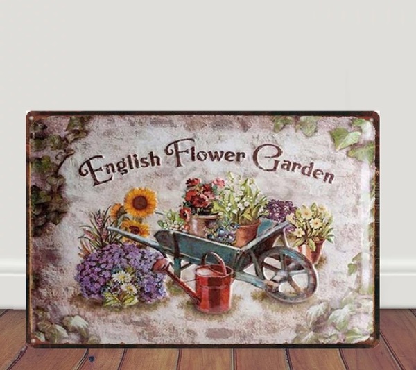 ブリキ看板　HANAKO　レトロ　花の看板　花屋さん イングリッシュ　ガーデンオブジェ　FR01　ウェルカムボード