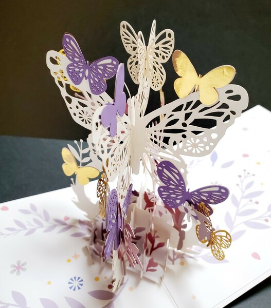 立体カード　HANAKO　飛び出すカード　蝶々　多目的カード　お祝い　お礼状