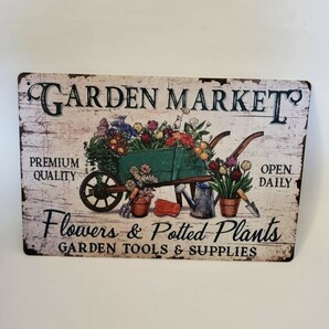 ブリキ看板 レトロ 花の看板 FR05 ウェルカムボード ガーデンオブジェ 移動販売 GARDEN MARKETの画像2