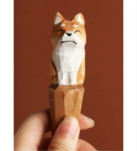 木彫り　ボールペン　柴犬　アニマル　ゲルペン　替芯付き　犬の雑貨　HANAKO