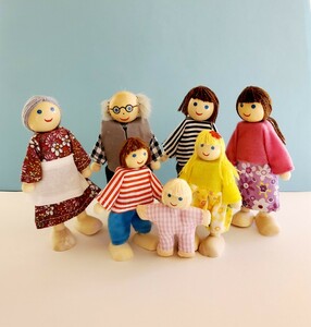  wooden doll 7 person family ... playing puppetry doll house miscellaneous goods HANAKO