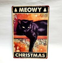 ブリキ看板　HANAKO　レトロ　猫の看板　T37　クリスマス　ウェルカムボード_画像2