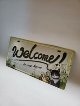 ブリキ看板　HANAKO　レトロ　猫の看板　FW03　ウェルカムボード　WELCOME　玄関_画像3