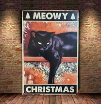 ブリキ看板　HANAKO　レトロ　猫の看板　T37　クリスマス　ウェルカムボード_画像1