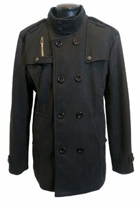 新品 XXLサイズ ダブルのスタンドネック コート 3931 黒 ブラック BLACK メンズ ミリタリージャケット ハイネック ピーコート チェスター