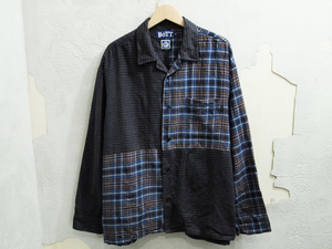 XL サイズ BoTT Creative Drug Store Box Flannel L/S Shirt パッチワーク チェックネルシャツ Birth Of The Teenager ネイビー ボット F