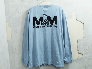 XL サイズ M&M CUSTOM PERFORMANCE PRINT L/S T-SHIRT 長袖 Tシャツ ロンT ロングスリーブ アシッドブルー ロゴ エムアンドエム F