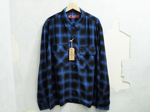 新品 L サイズ 23SS Hide and Seek Ombre Check L/S Shirt オンブレチェック シャツ ブルー 青 H&S ハイドアンドシーク