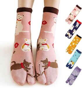 [5 пары] Носки носки, дамы, 2 пальца кота.