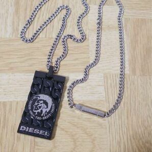 【美品】DIESEL ディーゼル ネックレス 中古 ブラック　モヒカン　ブレイブマン & チェーンデザイン　正規品　入手困難品！