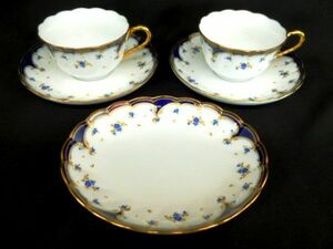 K607★Noritake since 1904 JAPAN ティーセット 2客 ダイヤモンドコレクション カップ&ソーサー 盛皿 美品 オールドノリタケ?★送料550円〜