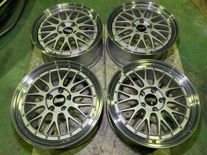 軽量 鍛造 BBS LM 18インチ LMP080 8J +40 PCD114.3 5H 4本セット FORGED 黒キャップ 段リム 深リム ダイヤモンドシルバー 