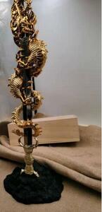 最高級☆「密教法具 寺院用仏具」唐密真言宗倶利伽羅剣真鍮製磨き仕上げ 高さ58cm 