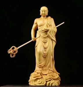 黄楊木彫刻の蔵王菩薩仏像実木置物