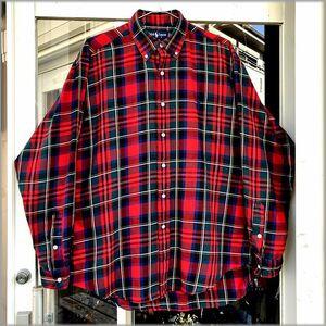 ★90s　ポロ　ラルフローレン　BLAKE　チェック柄　長袖　ボタンダウンシャツ　size M　ビッグシルエット★検 　ビンテージ アメリカ 古着