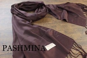 新品【パシュミナ Pashmina】無地 チョコブラウン C.BROWN 茶色 Plain 大判 ストール カシミア100% Cashmere 