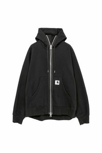 完売品 定価48,400円 sacai carhartt WIP Hoodie サカイ カーハート フーディー パーカ parka ブラック black ジップ zip up スウェット 黒