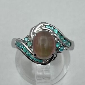 pt900 トルマリンキャッツアイ2.82ct パライバ0.34ct リング