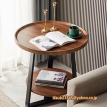 北欧 丸形 別荘 サイドテーブル 卓 ナイトテーブル リビング 木製 コーヒーテーブル サイズ：50*50*60cm_画像4