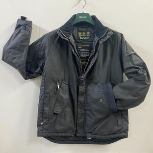 Barbour GOLD STANDARD バーブァー バブアー 綿 ブルゾン ジャケットワックスコーティング フード付き メンズ S ハンガー付属 古着 黒 