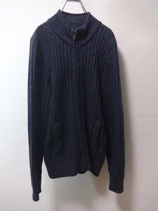  beautiful goods * Gap *GAP* driver's knitted cardigan /. navy gray series * full zipper stand-up collar * Golf 