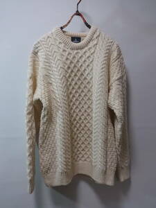 未使用品★定価16500円★アイルランド製☆aran woollen mills★超上質フィッシャーマンセーター白系/メリノウール★ireland☆アランニット