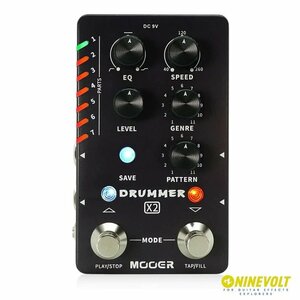 最落無し! Mooer　DRUMMER X2　/ a43472　11ジャンル、各11のリズムタイプを収録した、コンパクトで機能的なドラムマシンペダル！　1円