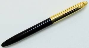 4 SHEAFFER シェーファー Crest クレスト SNORKEL スノーケル ブラック × ゴールド 万年筆 ペン先 14K 刻印 中古品 MADE IN USA 希少 レア