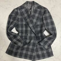 極美品　Ring Jacket リングジャケットBlue Grigioイタリア カノニコ スーパー100s ダブルスーツ ウール100% 極太ラペル 本切羽 44-6drop M_画像2