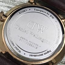 103-0007 Daniel Wellington ダニエルウェリントン B34R5 レディース腕時計 レザーベルト ブラウン 青針 電池切れ 動作未確認_画像9