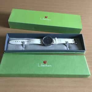 107-0014 Libenham メンズ腕時計　革ベルト　自動巻き　白　ホワイト　LH-90032 動作確認済み