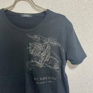 バーバリーブラックレーベル BURBERRY BLACK LABEL 半袖Tシャツ カットソー ショートスリーブTEE ブラック サイズ2 メンズM相当 ＊CH